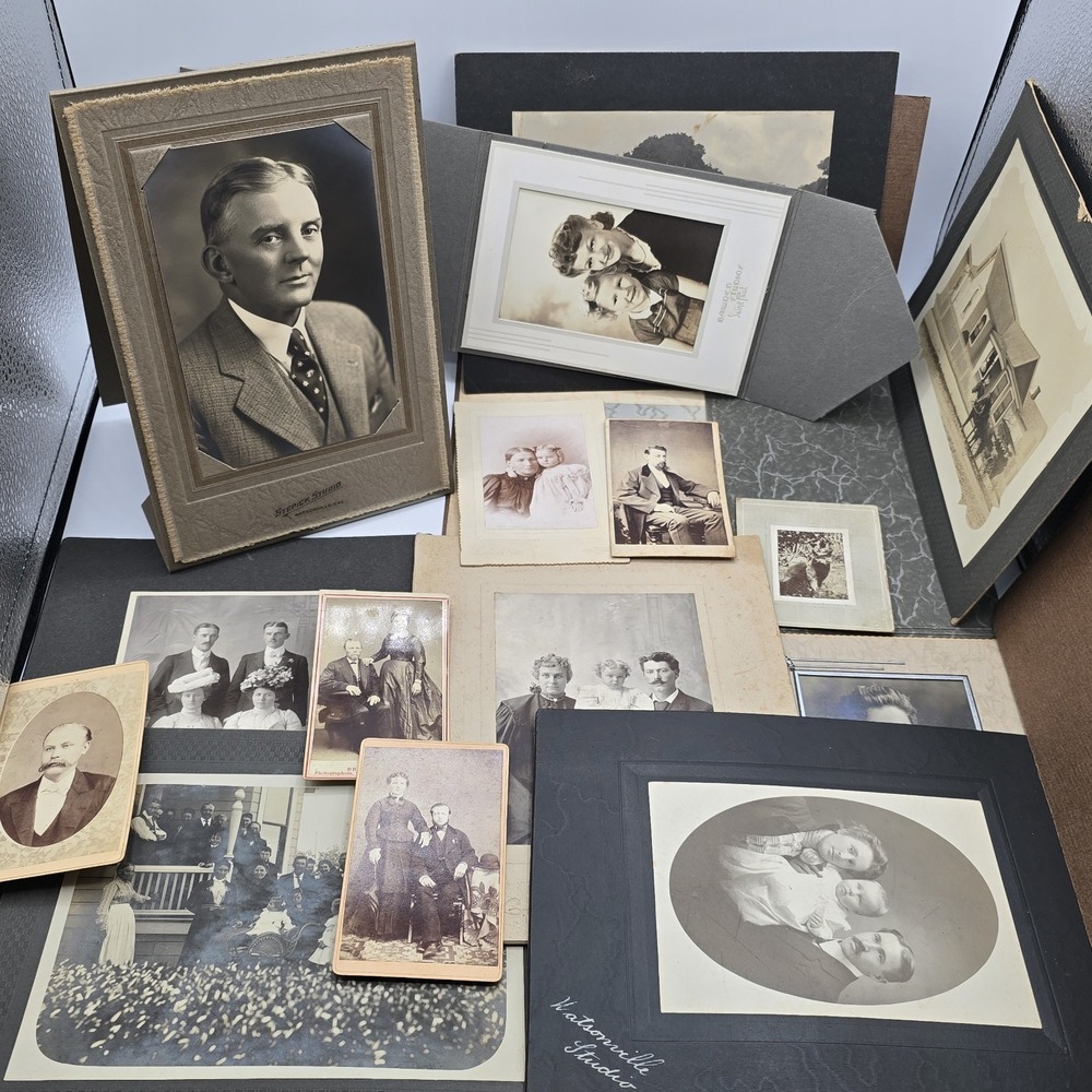 Antique Cabinet Card Photographs Couples Adults Family Women Men Vtg